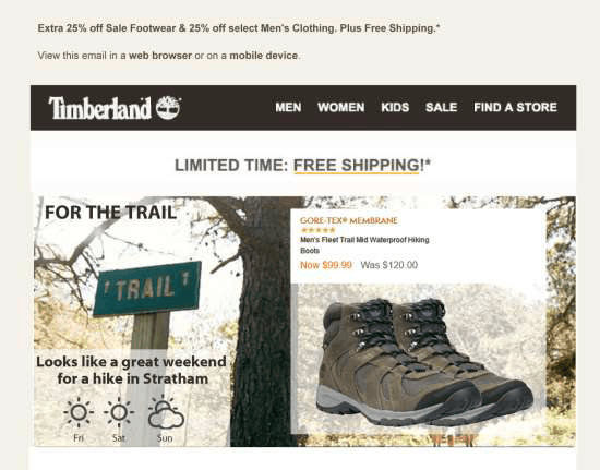 Weather responsive email marketing